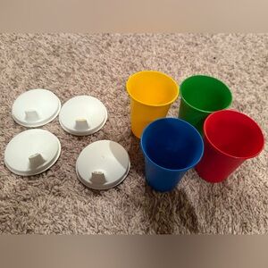 🌈 Tupperware Mini Bell Tumblers w/ Sip Lids – Set of 4 🥤✨ ❤️💙💛💚